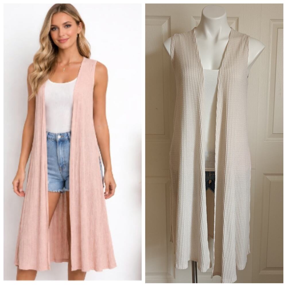 LuLaRoe Joy Long Duster Open Front Cardigan Vest sz XS